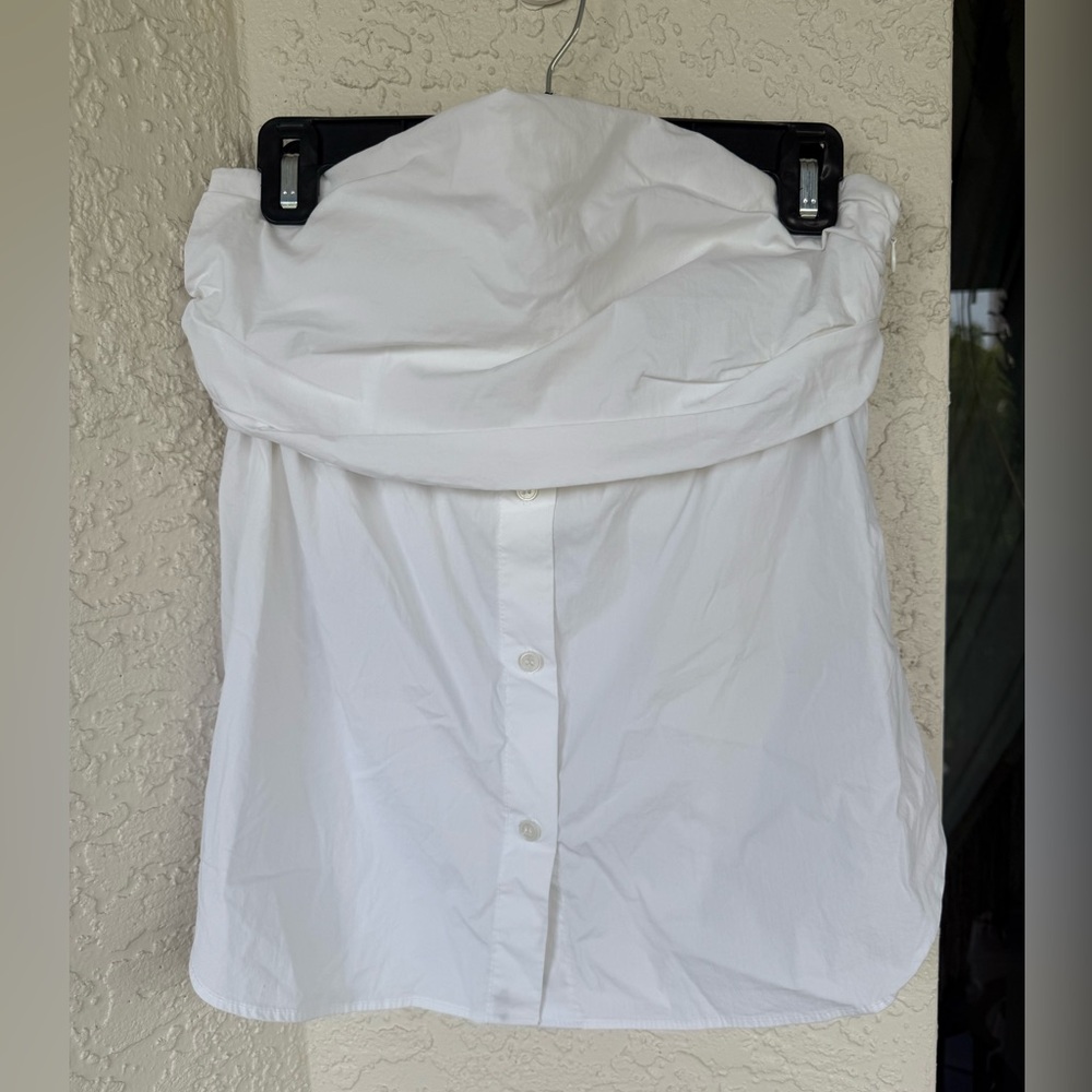 Zara White Strapless Button-Down Top